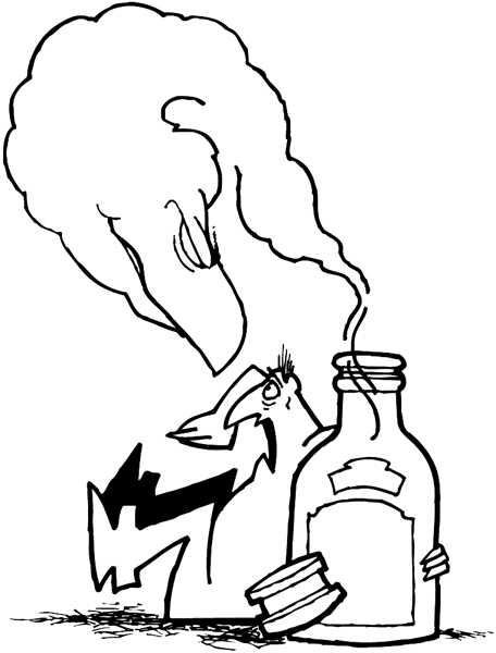 Fumes from a bottle attacking a man vinyl sticker. Customize on line. Drug Abuse 029-0060